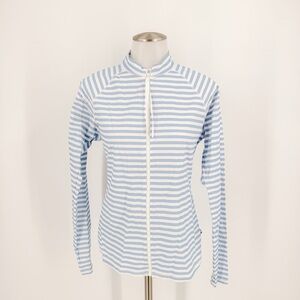Chic Striped Button Down Shirt in Blue and White